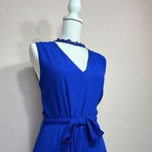 Blue Floral Choker Jumpsuit